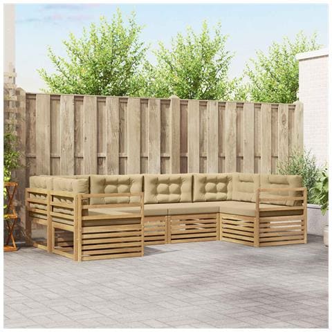 Set di divani da esterno 6 pcs Bianco e Beige Poliestere - Foto 2