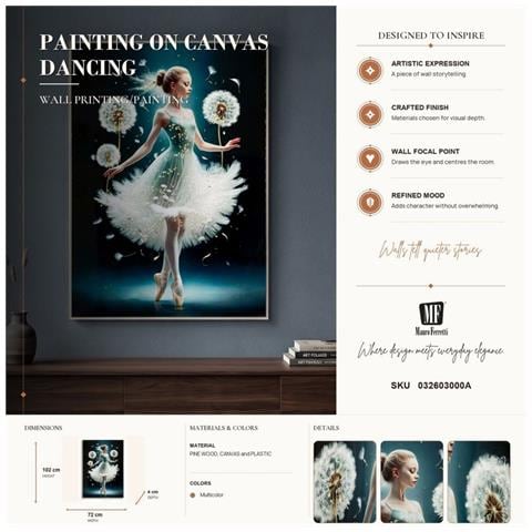 Dipinto Su Tela Dancing A Ballerina Con Tarassachi, 72x102 Cm - Foto 8