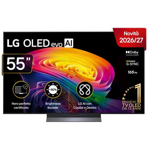LG OLED evo AI 55'' Serie C6 OLED55C65LA, 4K, Brightness Booster, Processore a11 Gen3, VRR 165Hz,G-Sync, SMART TV 2026, 139,7 cm (55"), 3840 x 2160 Pixel, OLED evo, Smart TV, Wi-Fi, Nero - Foto 1
