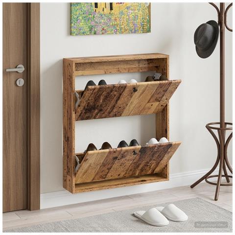 Mobiletto per Scarpe da Muro BREDA 71 x 17 x 86 cm Legno antico - Foto 2