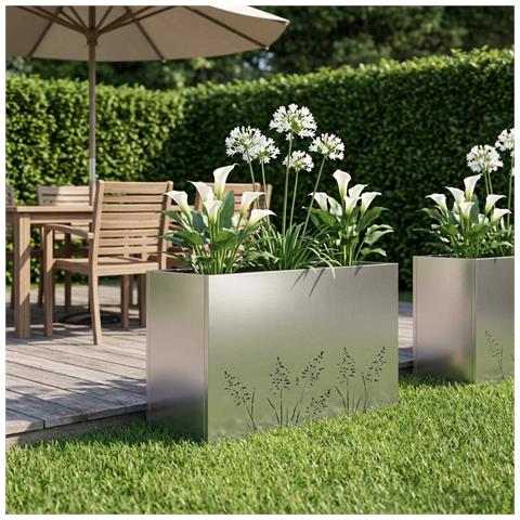 Vaso da giardino Argento 80 x 20 x 49 cm Acciaio zincato - Foto 2