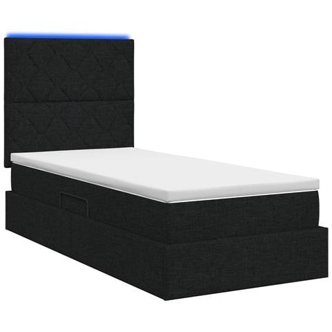 Letto con contenitore LED e materasso Nero 100 x 200 cm Tessuto - Foto 9