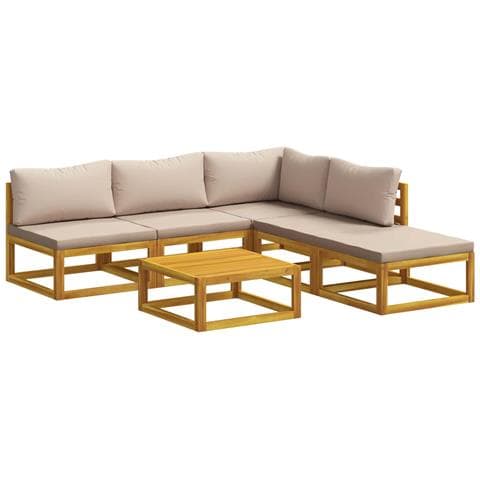 Set di divani 6 pz Naturale Legno di Acacia Massello - Foto 1