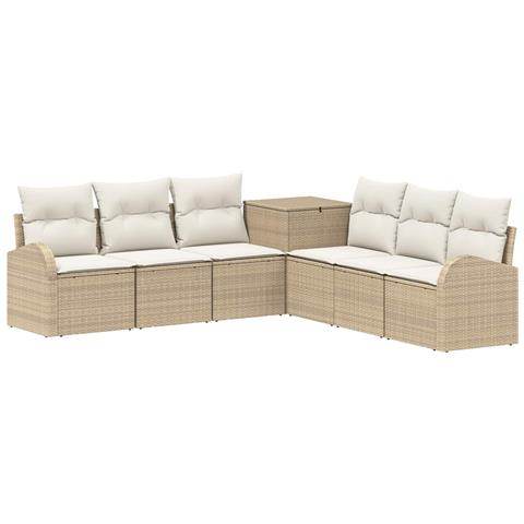Set di divani 7 pz Beige e Bianco Crema - Foto 1
