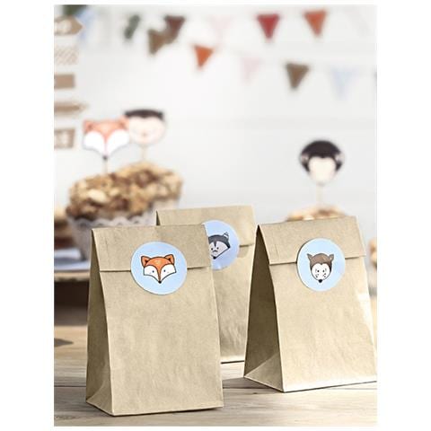 6 Sacchetti In Carta Kraft Con Adesivi Foresta Taglia Unica - Foto 2