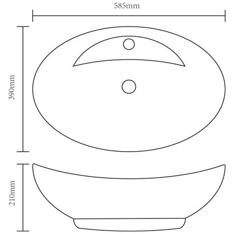 Lavandino Per Bagno In Ceramica Nera Ovale Con Foro Di Trabocco - Foto 5
