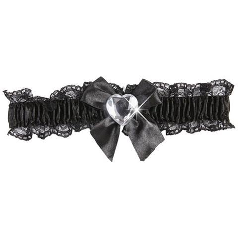 Giarrettiera Sexy In Pizzo Nero Con Cuore Argento - Foto 1
