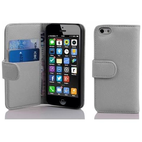 Custodia Compatibile Con Apple Iphone 5c In Magnesio Bianco - Coperchio Protettivo In Ecopelle Testurizzata E Tasca Per Carte Di Credito - Foto 1