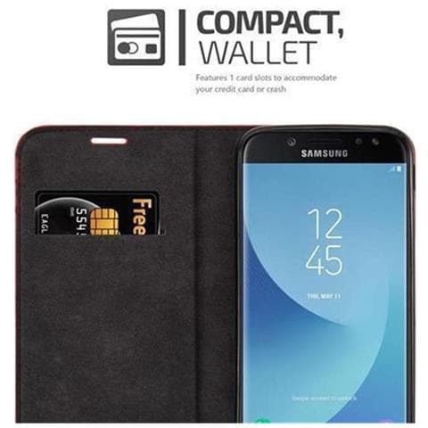 Custodia Compatibile Con Samsung Galaxy J7 2017 In Rosso Mela - Coperchio Protettiva Con Chiusura Magnetica, Funzione Stand E Tasca Per Le Carte - Foto 2