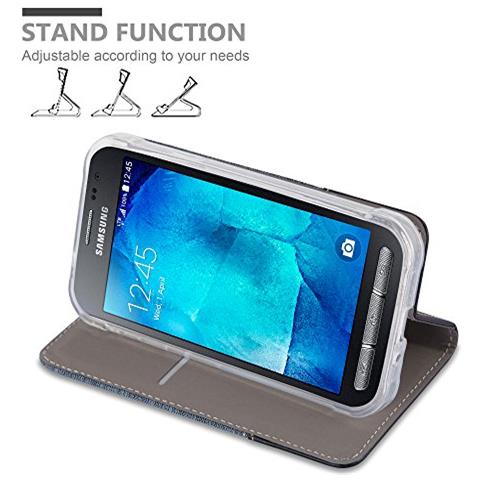 Custodia Compatibile Con Samsung Galaxy Xcover 3 In Blu Scuro Nero - Coperchio Protettiva Con Chiusura Magnetica, Funzione Stand E Tasca Per Le Carte - Foto 2