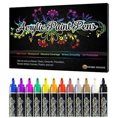 Desiderio Deluxe Acrilica Penne - Non Tossico A Base Dacqua Rock Painting Impermeabili Marcatori Kit Per Stone Ceramica Vetro Legno Porcellana Ciottoli - Reversibile Rotonda Tip - Foto 1