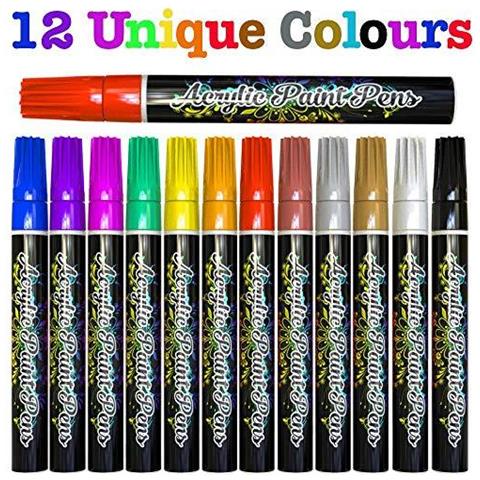 Desiderio Deluxe Acrilica Penne - Non Tossico A Base Dacqua Rock Painting Impermeabili Marcatori Kit Per Stone Ceramica Vetro Legno Porcellana Ciottoli - Reversibile Rotonda Tip - Foto 4