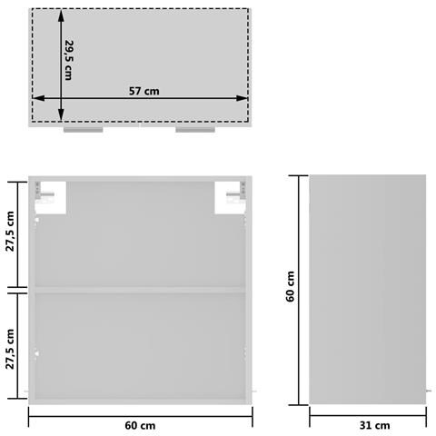 Mobile Pensile con Vetro “Lyon” Bianco 60x31x60 cm - Foto 2