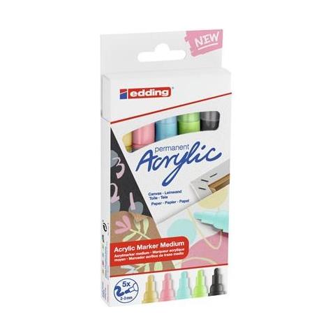 5300 Acrylic Marker Fine Marcatore Permanente Nero, Blu, Verde, Rosa, Giallo 5 Pezzo (i)  - Foto 2
