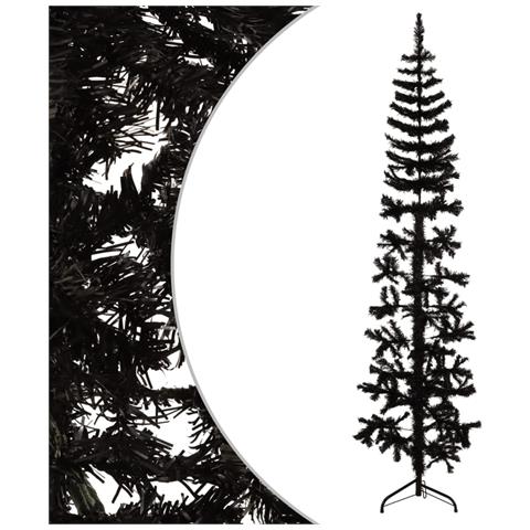 Albero Natale Artificiale Sottile A Metà E Supporto Nero 210 Cm - Foto 1