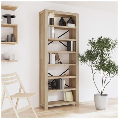 Libreria A 7 Ripiani 80x30x200 Cm In Legno Massello Di Acacia - Foto 15