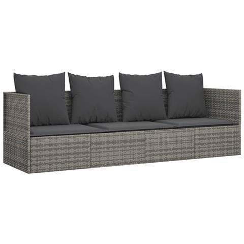 Lettino Prendisole da Esterno con Cuscini Grigio in Polyrattan - Foto 1