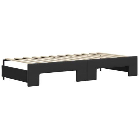 Divano Letto Estraibile Con Materassi Nero 90x200 Cm Similpelle - Foto 9
