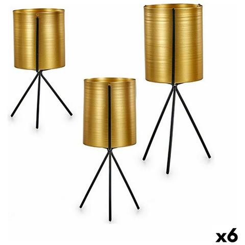 Set Di Vasi Da Fiori Nero Dorato Metallo (6 Unità) - Foto 1