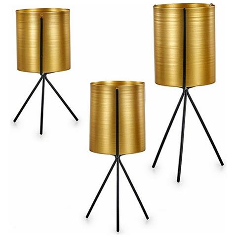 Set Di Vasi Da Fiori Nero Dorato Metallo (6 Unità) - Foto 2