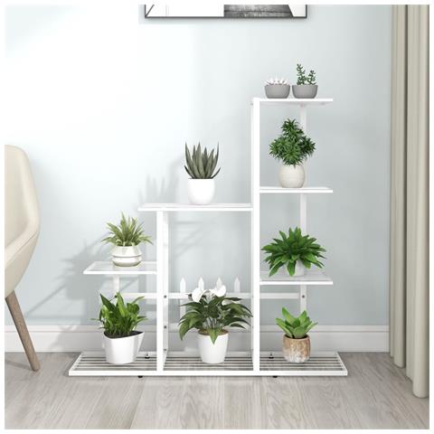 Portapiante 94,5x25x88 Cm Bianco In Metallo - Foto 1