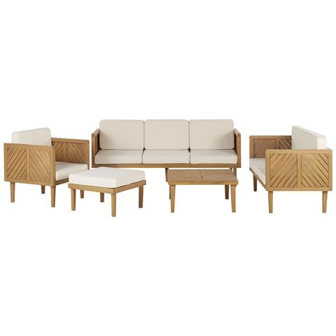 Salotto Da Giardino 6 Posti Legno Acacia Chiaro E Beige Chiaro Baratti - Foto 2