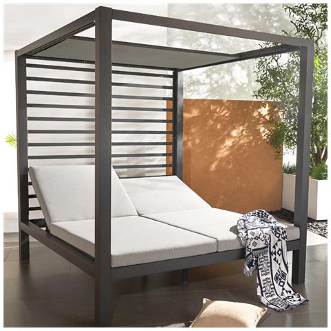 Lettino Da Giardino A 2 Posti Con Struttura In Alluminio Grigio Scuro Matala - Foto 1