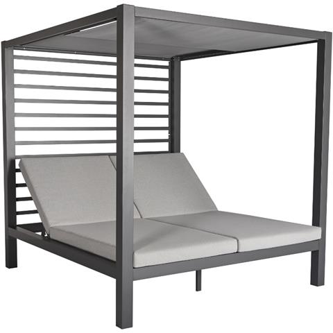 Lettino Da Giardino A 2 Posti Con Struttura In Alluminio Grigio Scuro Matala - Foto 8