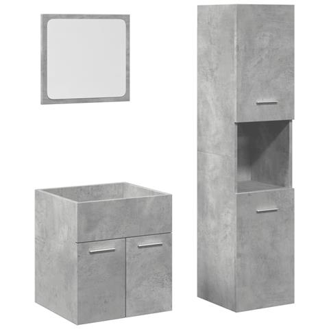 Set Mobili Da Bagno 3 Pz Grigio Cemento In Legno Multistrato - Foto 2