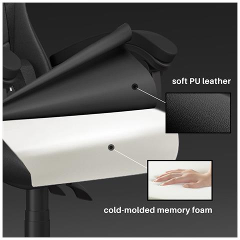 Sedia Gaming, Sedia Da Gioco, Sedia Ufficio Ergonomica Con Schienale Regolabile, Poggiatesta E Supporto Lombare, Noir - Foto 2