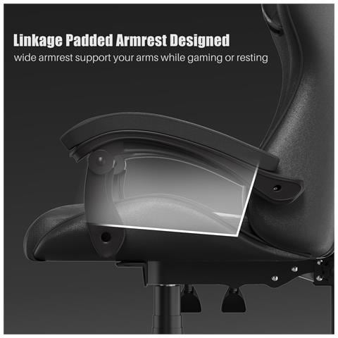 Sedia Gaming, Sedia Da Gioco, Sedia Ufficio Ergonomica Con Schienale Regolabile, Poggiatesta E Supporto Lombare, Noir - Foto 7