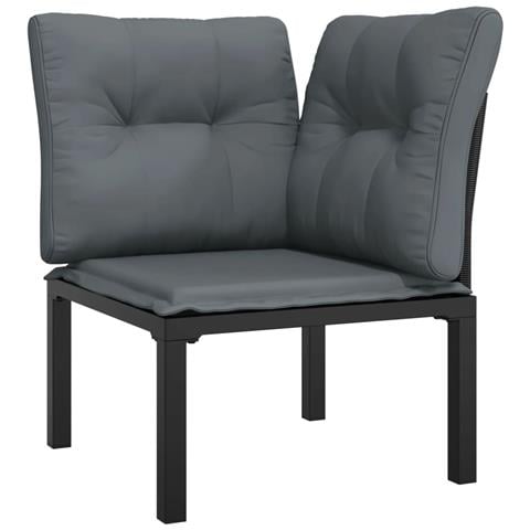 Set Salotto da Giardino 5 pz Nero e Grigio in Polyrattan - Foto 2