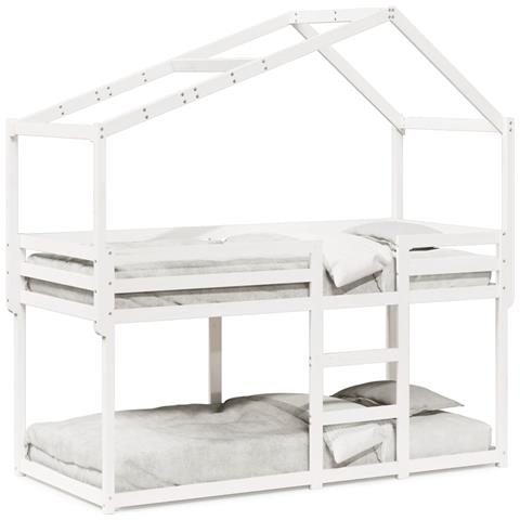 Letto a Castello con Tetto Bianco 90x200 cm in Legno di Pino - Foto 1