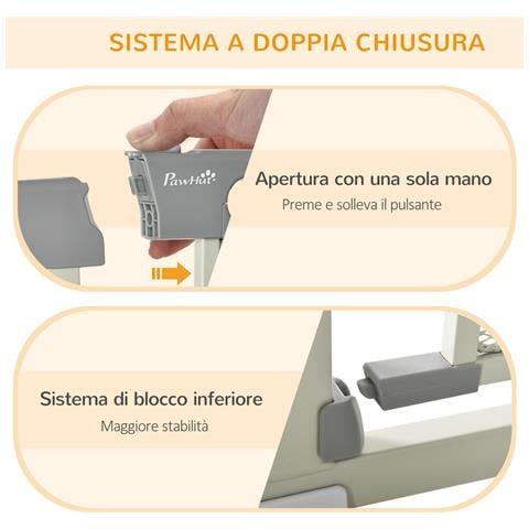 Cancellino per Cani Estensibile a Pressione con Chiusura Automatica, 75-103x76 cm, Grigio - Foto 2