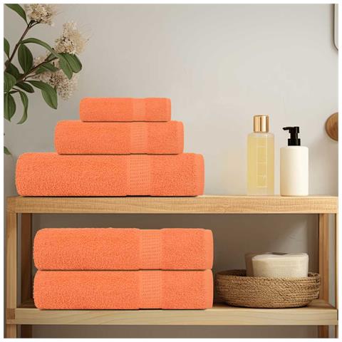 Asciugamani Bagno 10pz Arancioni 100x150cm 360g/m 100% Cotone - Foto 3