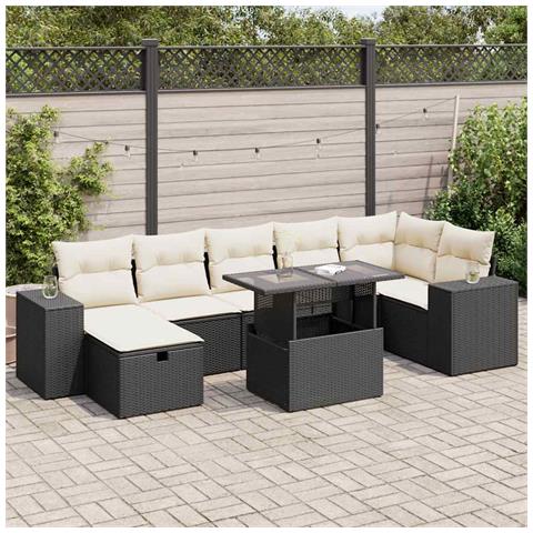 Set Divani Da Giardino 5 Pz Con Cuscini In Polyrattan Nero - Foto 2