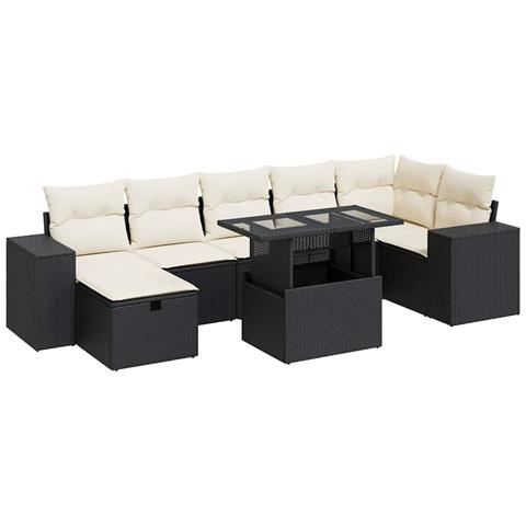 Set Divani Da Giardino 5 Pz Con Cuscini In Polyrattan Nero - Foto 1