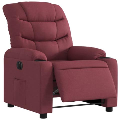 Poltrona Elettrica Reclinabile Rosso Vino In Tessuto - Foto 3