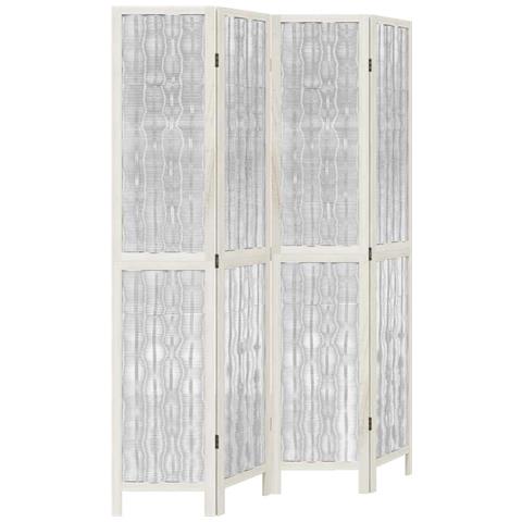 Divisorio Ambienti 4pannelli Bianco Legno Massello Di Paulownia - Foto 2