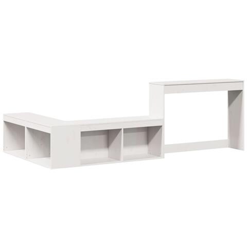 Comodino Con Scrivania Bianco 232x112x75 Cm In Legno Di Pino - Foto 3