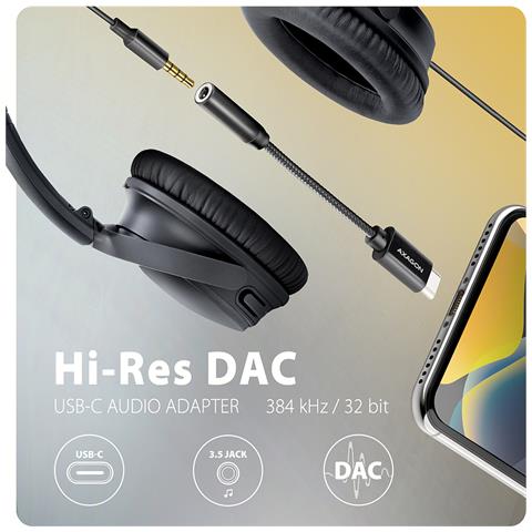 ADA-HC cavo audio 0,1 m 3.5mm USB tipo-C Nero - Foto 2
