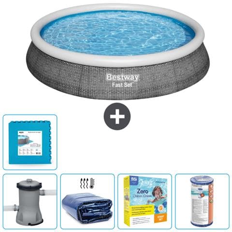 Piscina Fuori Terra - In Giro - 396x84 Cm - Grigio - Include Accessori Coordinati Cb17 - Foto 1