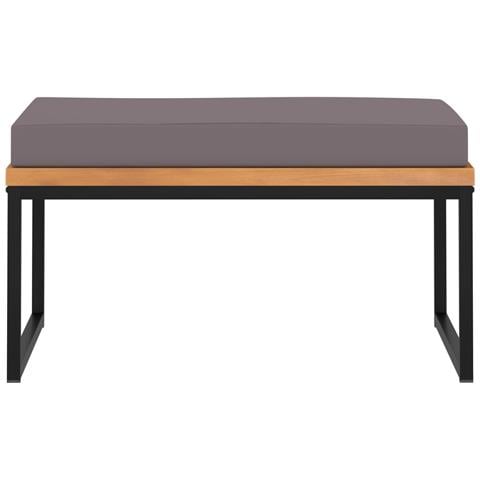 Poggiapiedi Con Cuscino 66x66x36cm In Legno Acacia Grigio Scuro - Foto 1