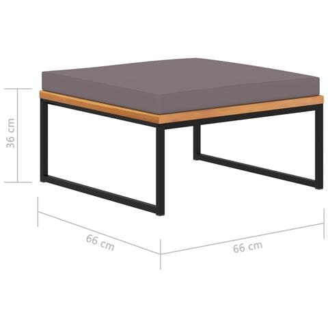 Poggiapiedi Con Cuscino 66x66x36cm In Legno Acacia Grigio Scuro - Foto 5