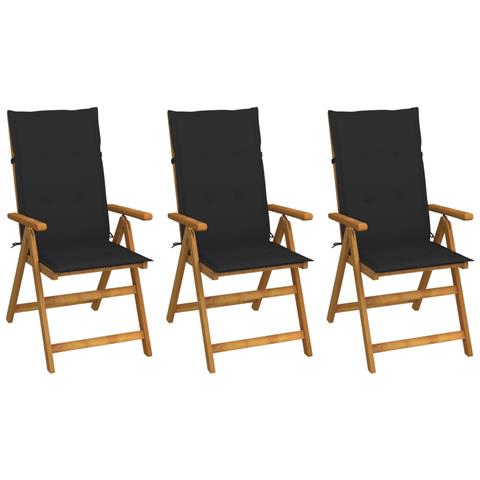 Lusso Casadino -  Sedie Da Giardino Pieghevoli 3 Pz Con Cuscini Acacia Massello - Foto 2