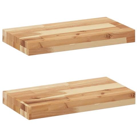 Lusso Casadino -  Mensole Da Parete 2 Pz 60x20x4 Cm Legno Acacia Rifinito A Olio - Foto 1