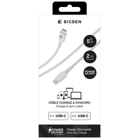 Cavo Intrecciato Da Usb-c A Usb-c 2m 5a Pd 100w Ultra Resistente, Bianco - Foto 5