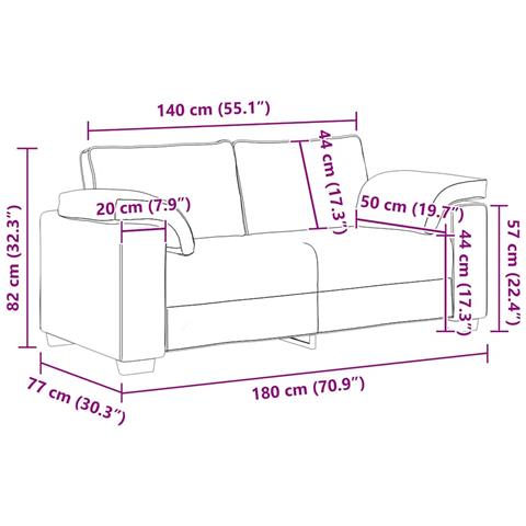 Divano Loveseat Grigio Nuvola 140 cm in Tessuto - Foto 9