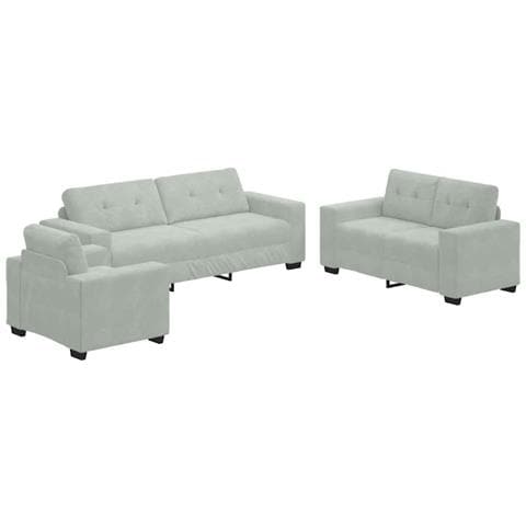 Set Divano a 3 Pezzi con Cuscini Velluto Grigio Chiaro - Foto 1