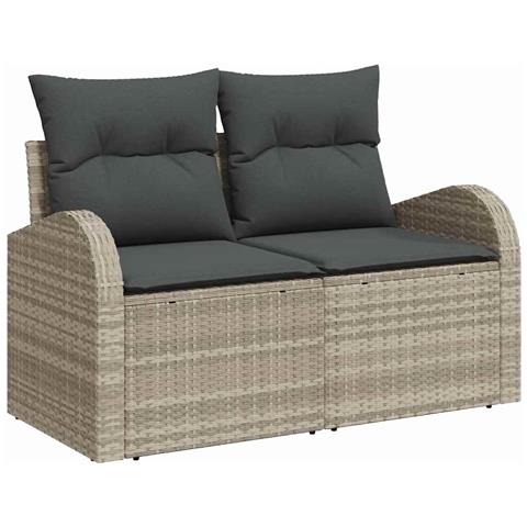 Divano da giardino a due posti con storage e cuscini Grigio Chiaro Polyrattan - Foto 1